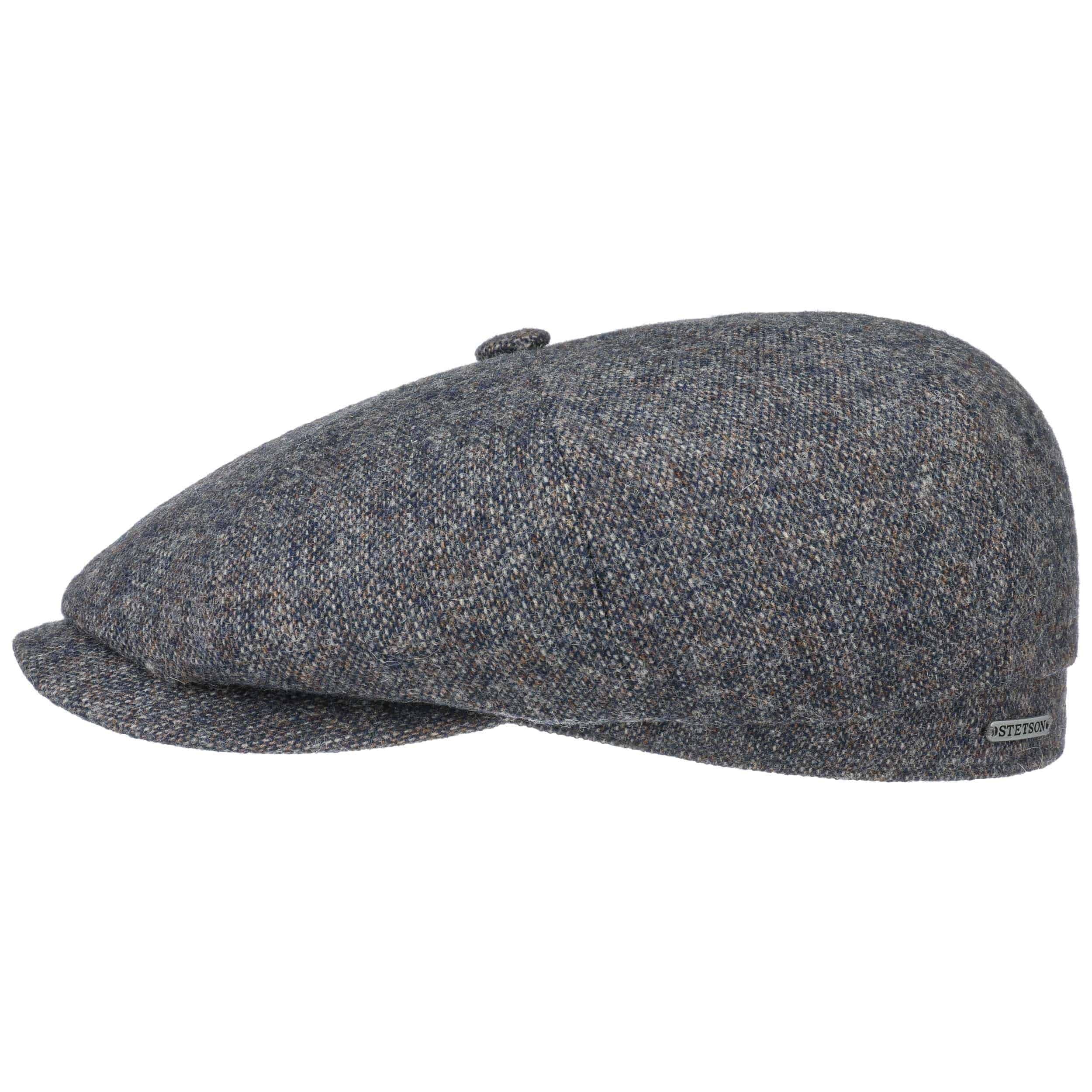 Gorra Invierno Hombre Stetson Gorra Hatteras Herringbone Stripe Hombre - Made In The EU De Lana Newsboy Con Visera, Forro Invierno Otoño/Invierno - S (54-55 Cm) Azul Oscuro Gorras De Hombre Invierno