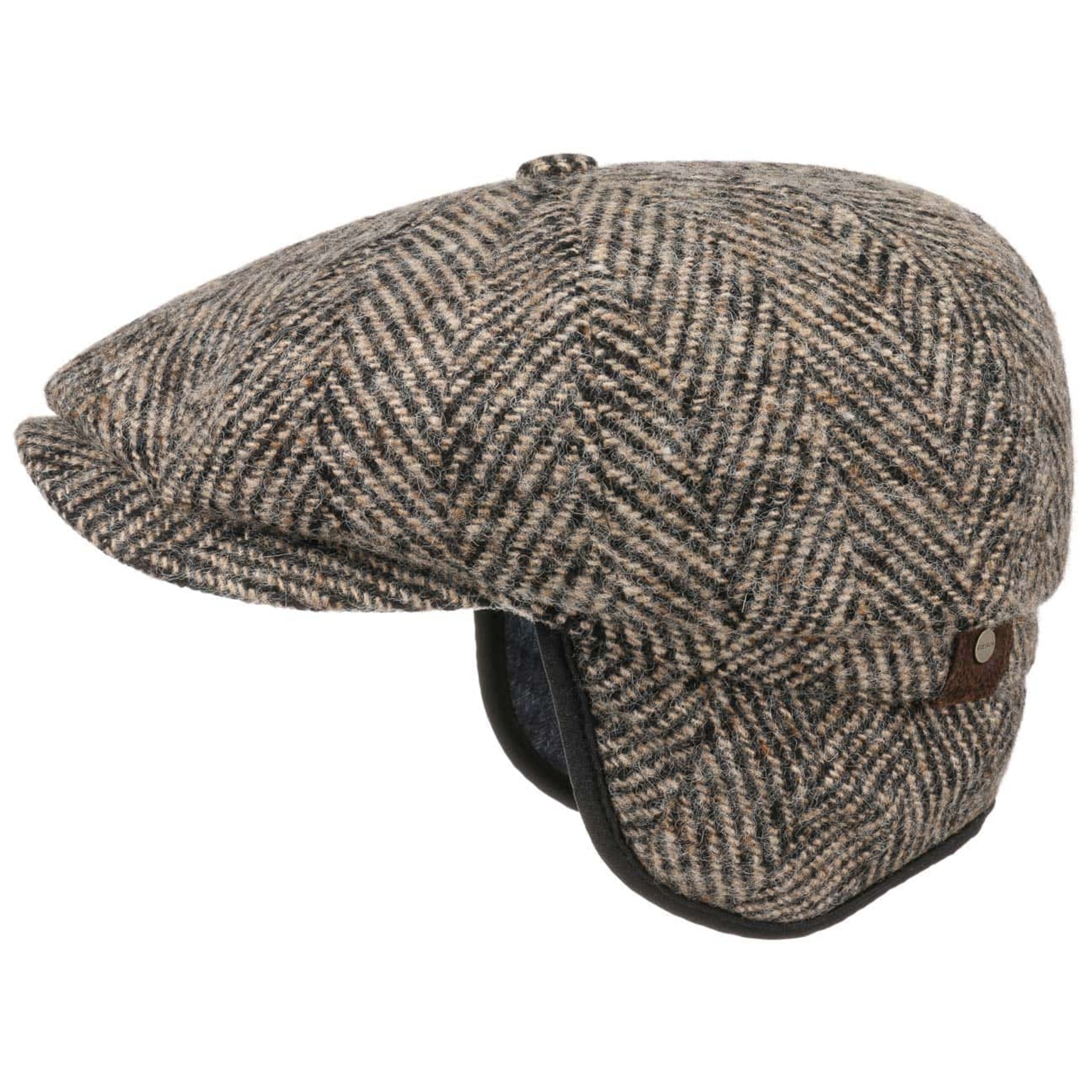 Gorra Invierno Hombre Stetson Gorra Hatteras Herringbone Stripe Hombre - Made In The EU De Lana Newsboy Con Visera, Forro Invierno Otoño/Invierno - S (54-55 Cm) Azul Oscuro Gorras De Hombre Invierno