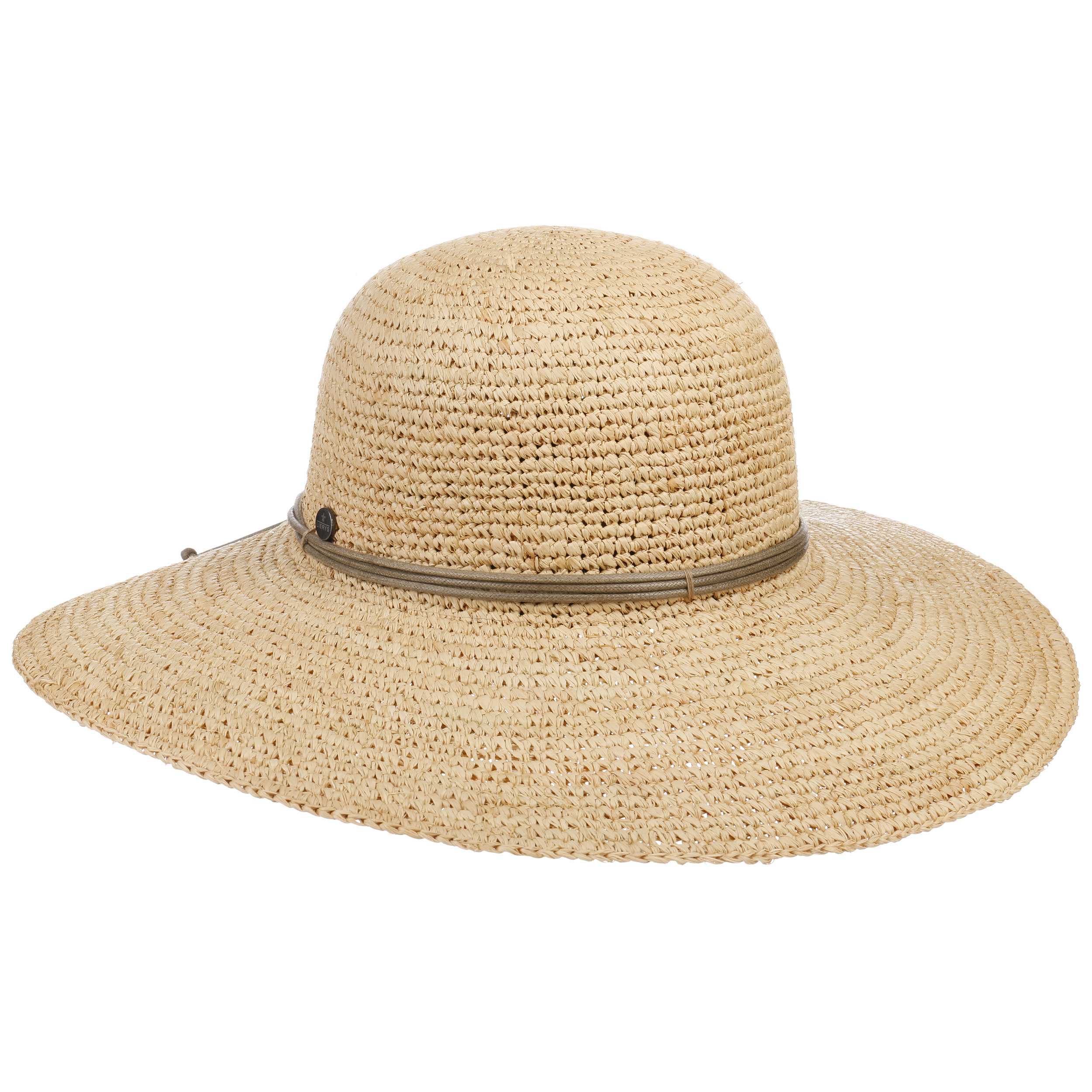RIONA Sombrero para el sol de paja de rafia 100% raffia de verano tejido a mano y plegable para Mujeres 